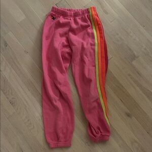 Aviator Nation Kid’s 5 Stripe Sweatpants- Neon Pink